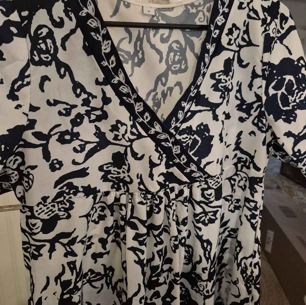 Brilliant Blue And White Print Dress